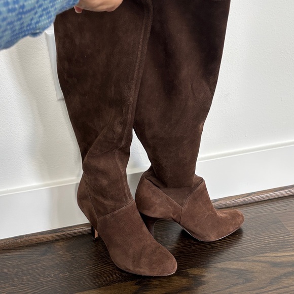 Cole Haan Brown Suede Women\\'s Boots with Nike Air comfort design.